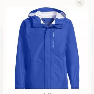 Land’s End Women Classic Hooded Raincoat Wisteria Blue Size Large 14-16